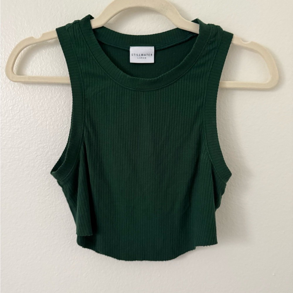 Women's Green Ribbed Crop Top